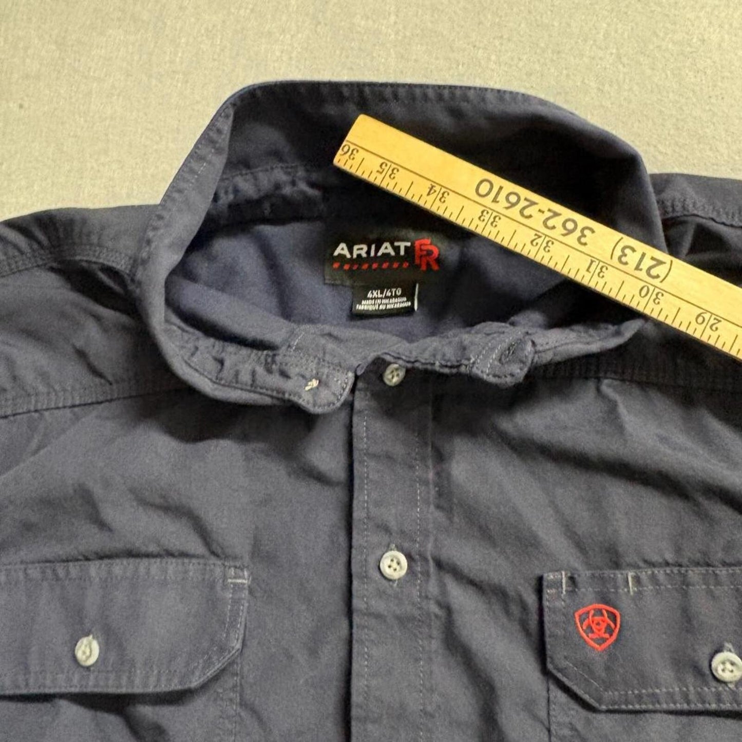 Ariat FR Work Shirt Mens 4XL Navy Blue Flame Resistant Long Sleeve Button Up