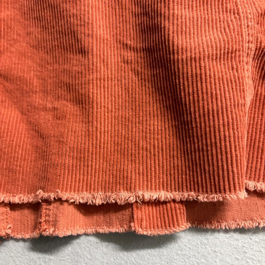 Forever 21 Corduroy Cropped Jacket Womens Medium Rust Orange Raw Hem Button Up