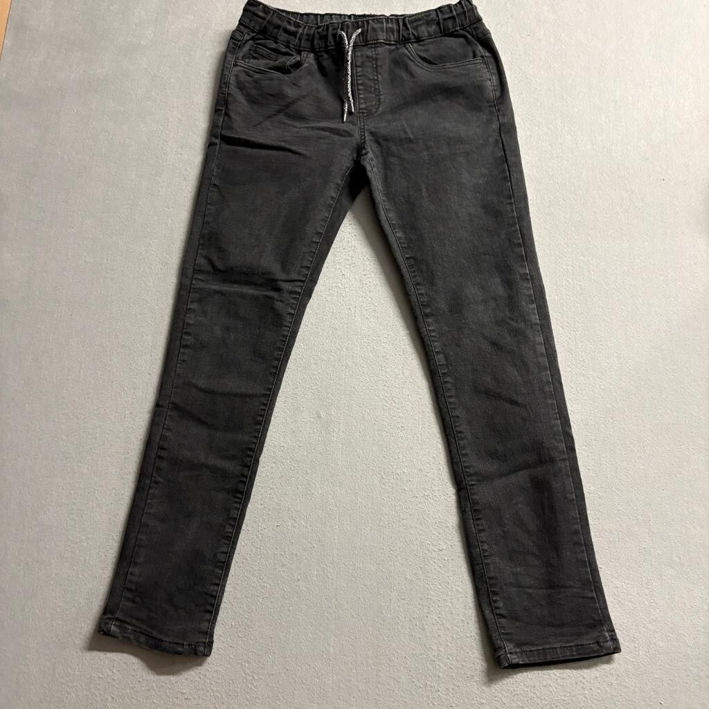 Lee Boys Jeans Size L 14/16 Black Denim Elastic Waist Drawstring Stretch