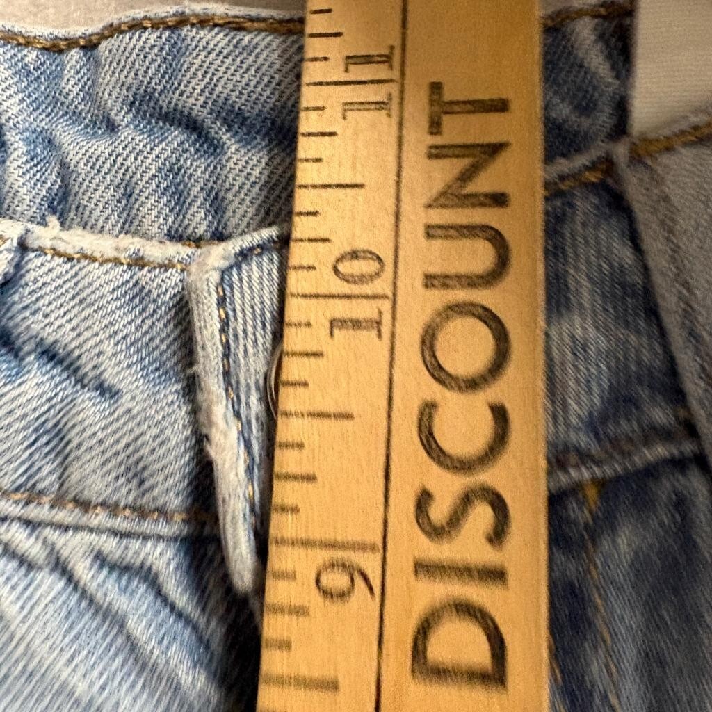 H&M &Denim Wide Ultra High Waist Jeans Womens US 2 Light Blue Raw Hem Distressed