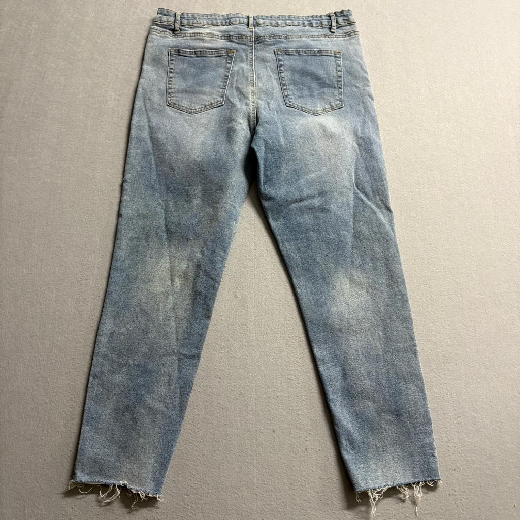 Bongo Skinny Jeans Womens Size 15 Blue Denim Embellished Rhinestone Raw Hem
