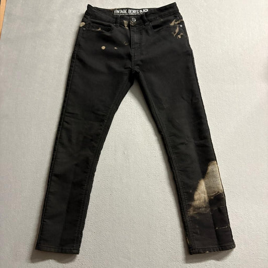 Vintage Genes Black Slim Fit Bleach Splatter Jeans Mens 30x30 Cotton Blend