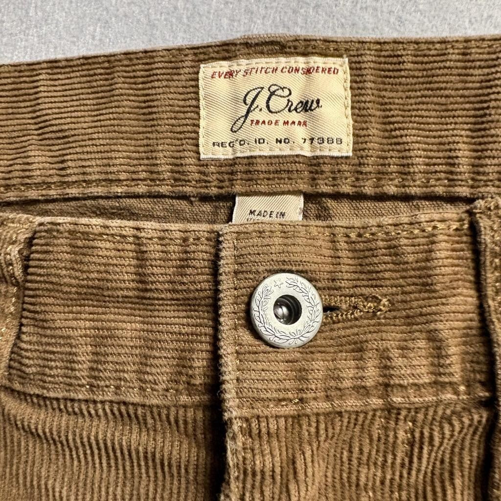J.Crew 770 Straight Fit Corduroy Pants Mens 31x32 Brown Stretch Cotton Cord