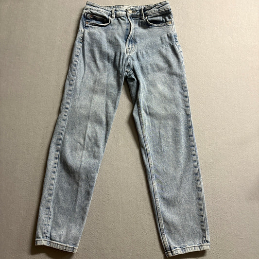 Stradivarius Mom Slim Jeans Womens Size 8 Light Wash High Rise Denim Ankle Blue