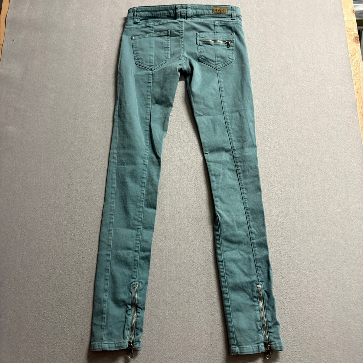 Loiza Patrizia Pepe Skinny Jeans Womens 26 Green Stretch Denim Ankle Zip