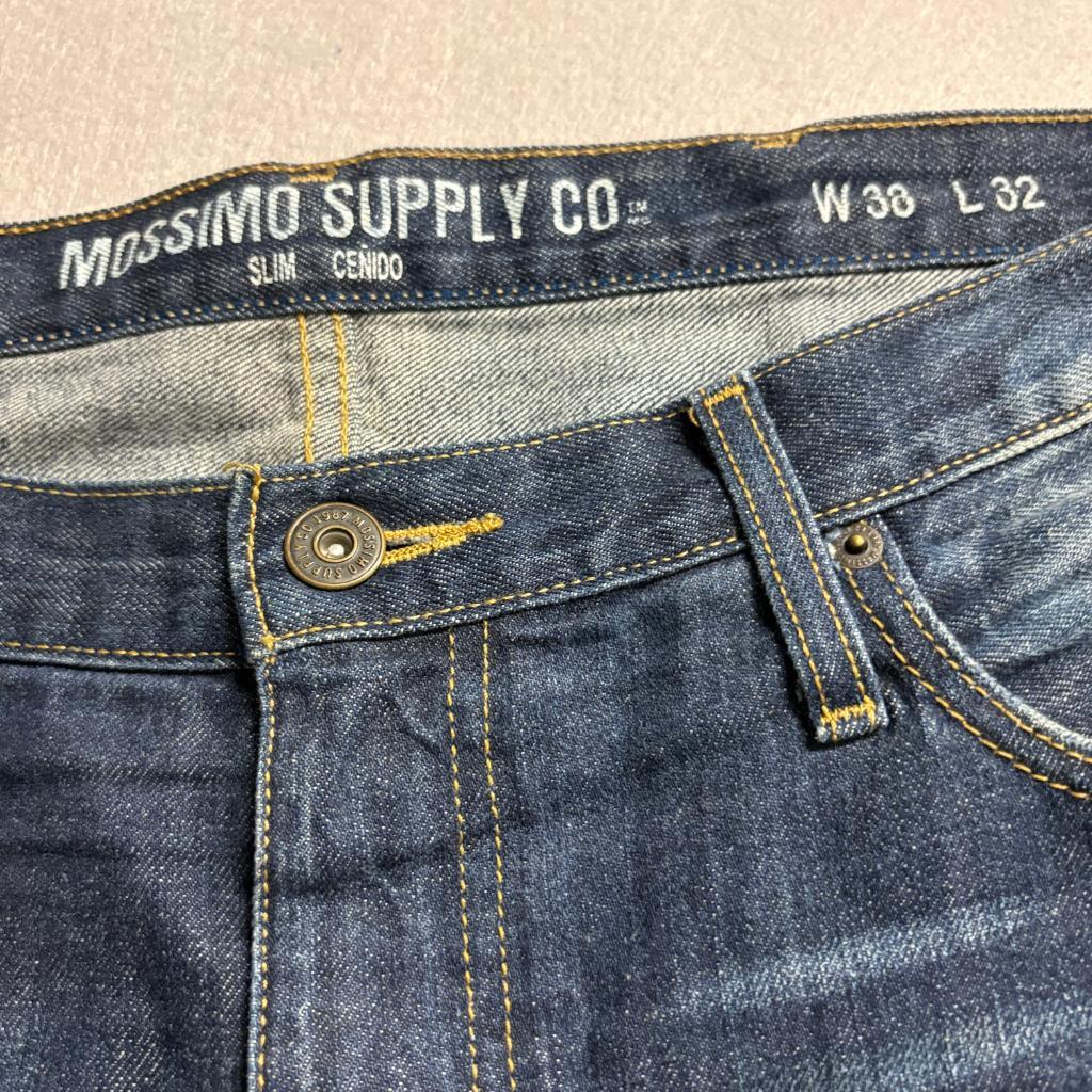 Mossimo Supply Co Mens Slim Fit Distressed Jeans Size 38x32 Blue Denim Ripped