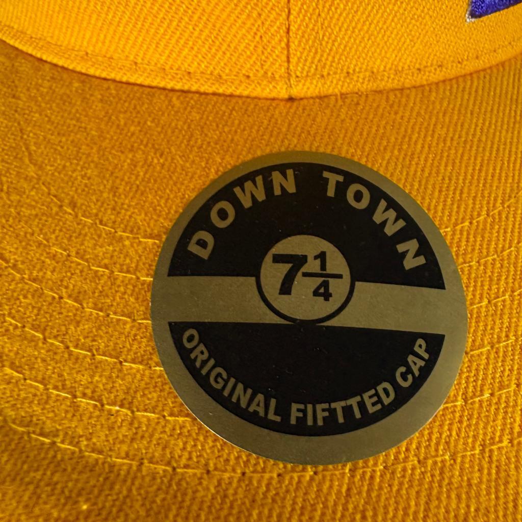 Los Angeles Lakers Yellow Fitted Hat 7 1/4 Down Town LA Purple Embroidered Cap