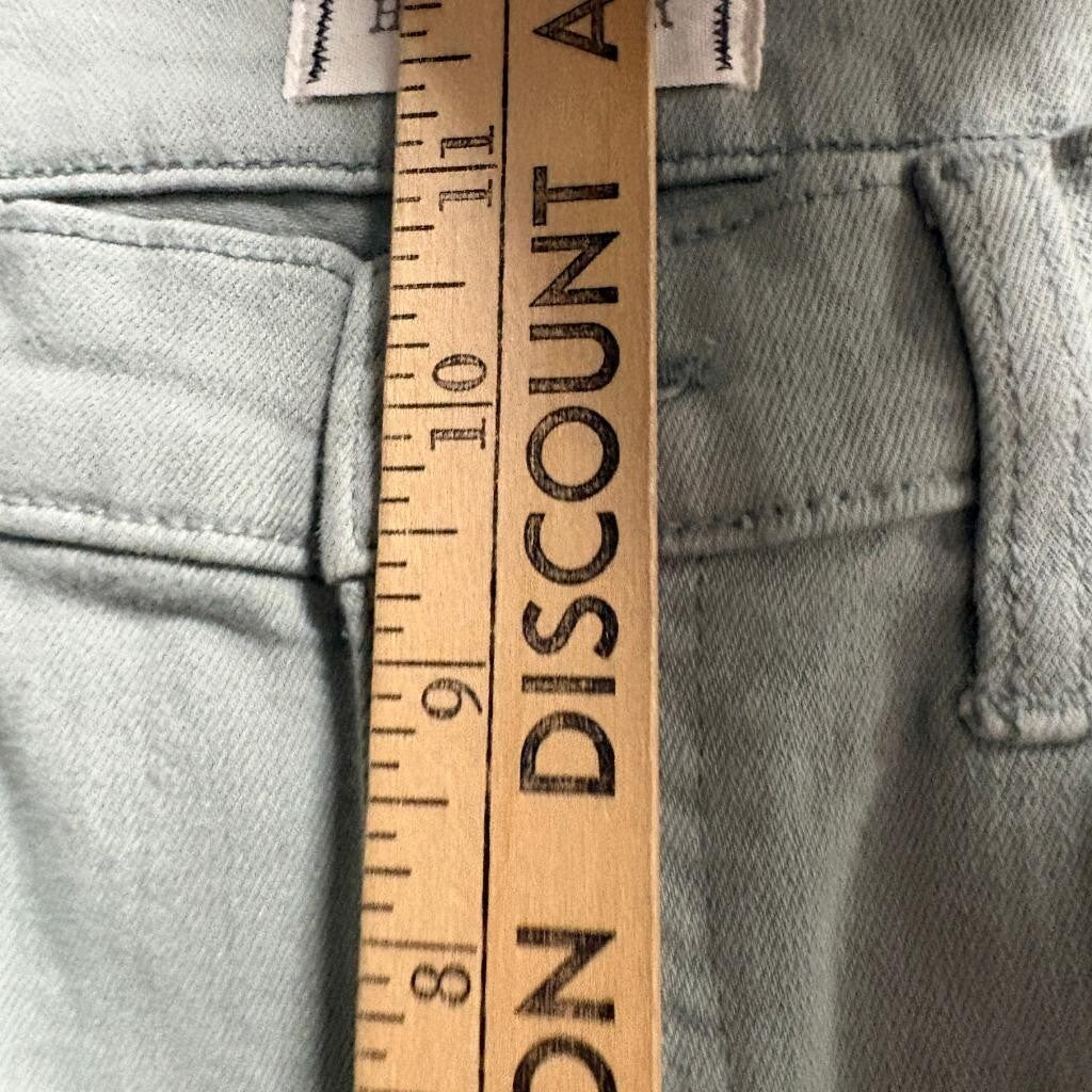 Harper Heritage High Waist Kick Crop Jeans Womens 29 Green Raw Hem Stretch