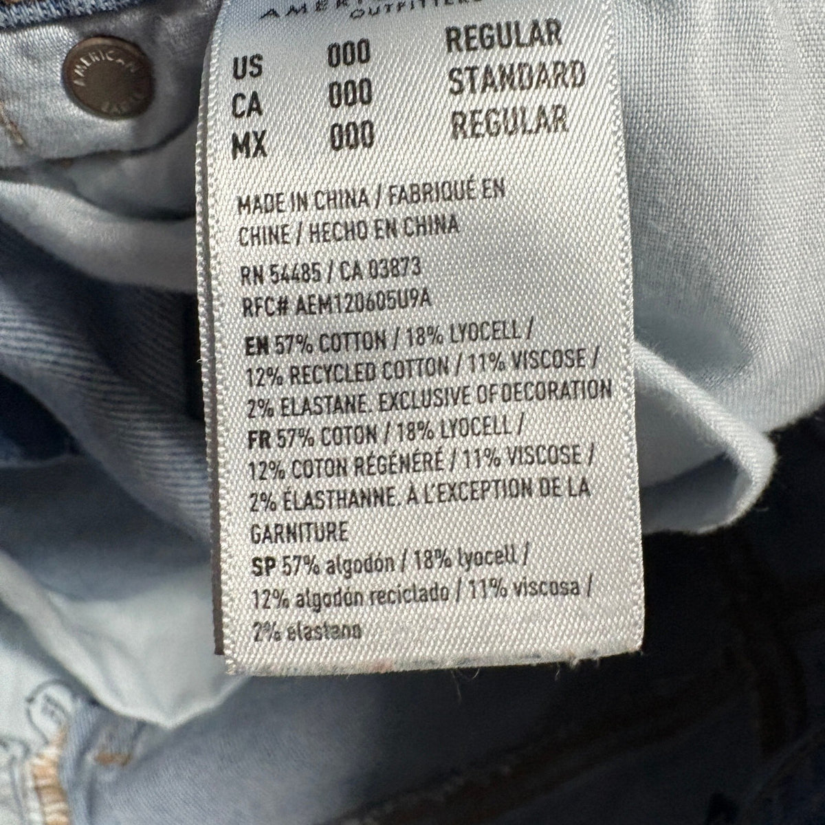 American Eagle Cargo Jeans Womens 000 Regular Blue Denim Wide Leg Stretch