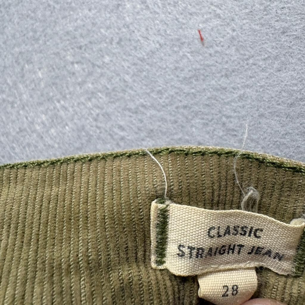 Madewell Classic Straight Jean Corduroy Pants Womens 28 Green Olive High Rise