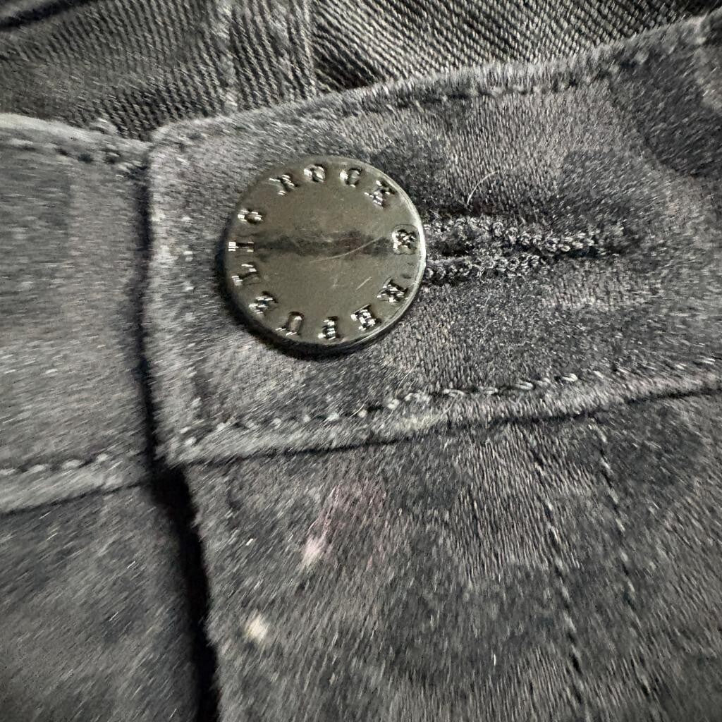 Rock & Republic Kashemiere Jeans Womens 14M Black Gray Leopard Print Skinny