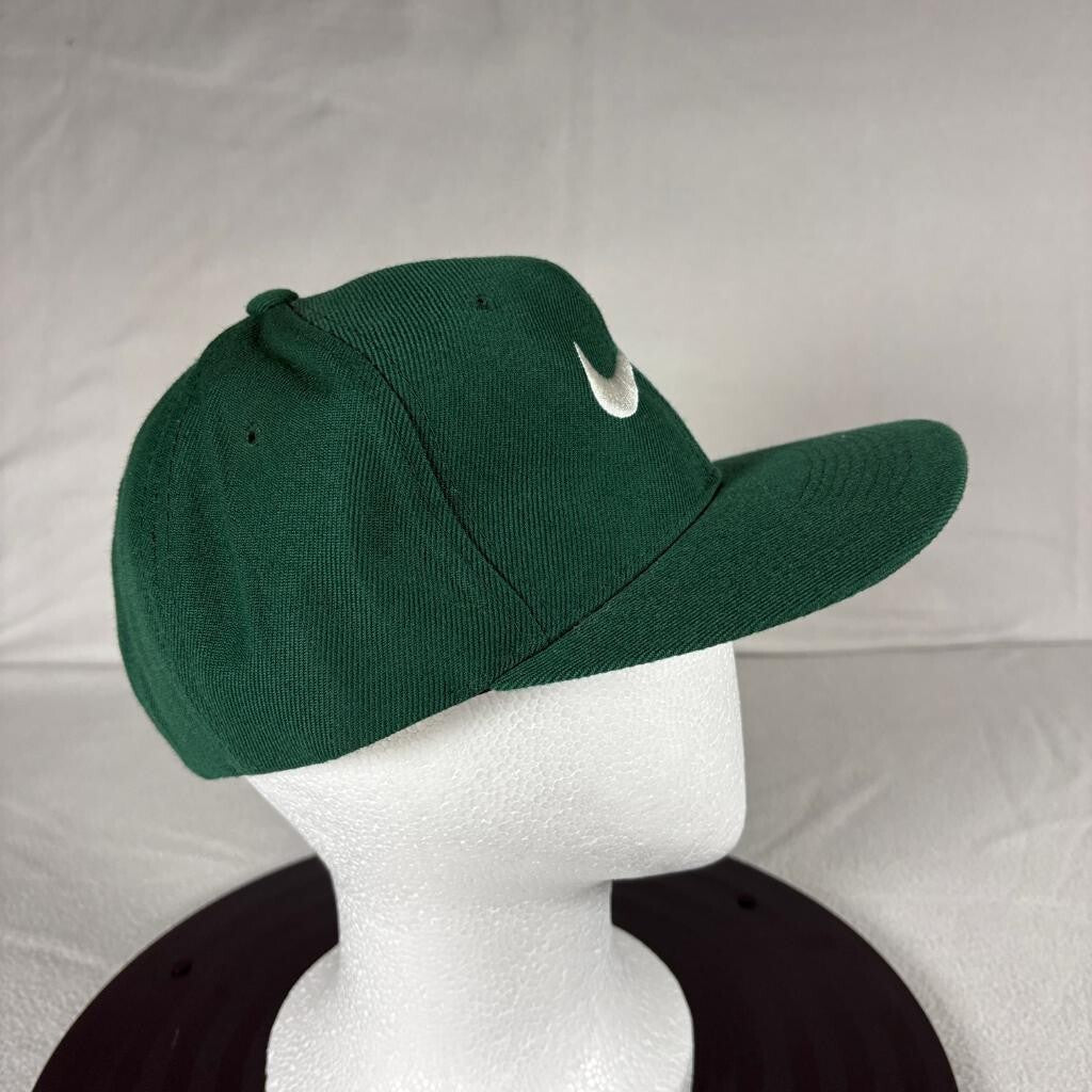 Vintage Nike Swoosh Snapback Hat Mens Green Wool Blend H-Kap Made in Korea Cap