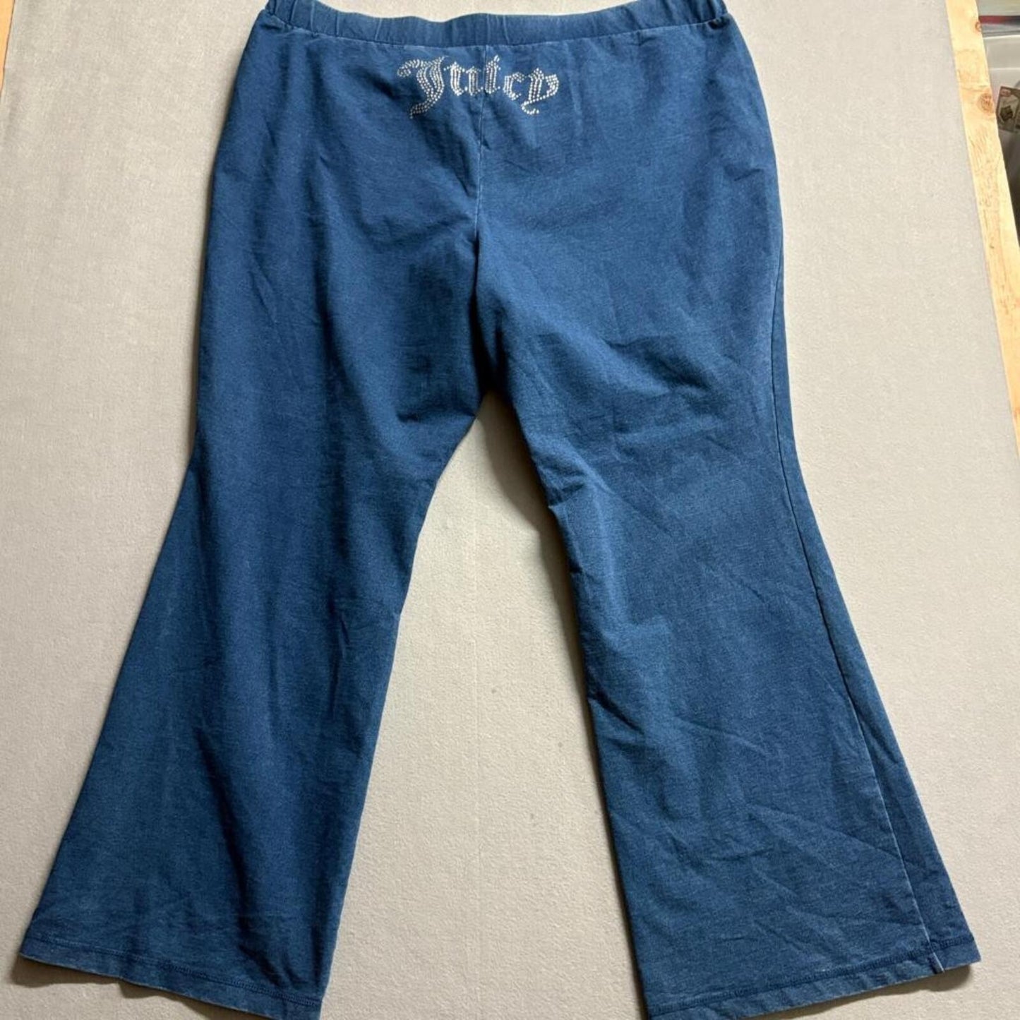 Juicy Couture Forever 21 Blue Denim Look Flare Pants Plus Size 3X Rhinestone NWT