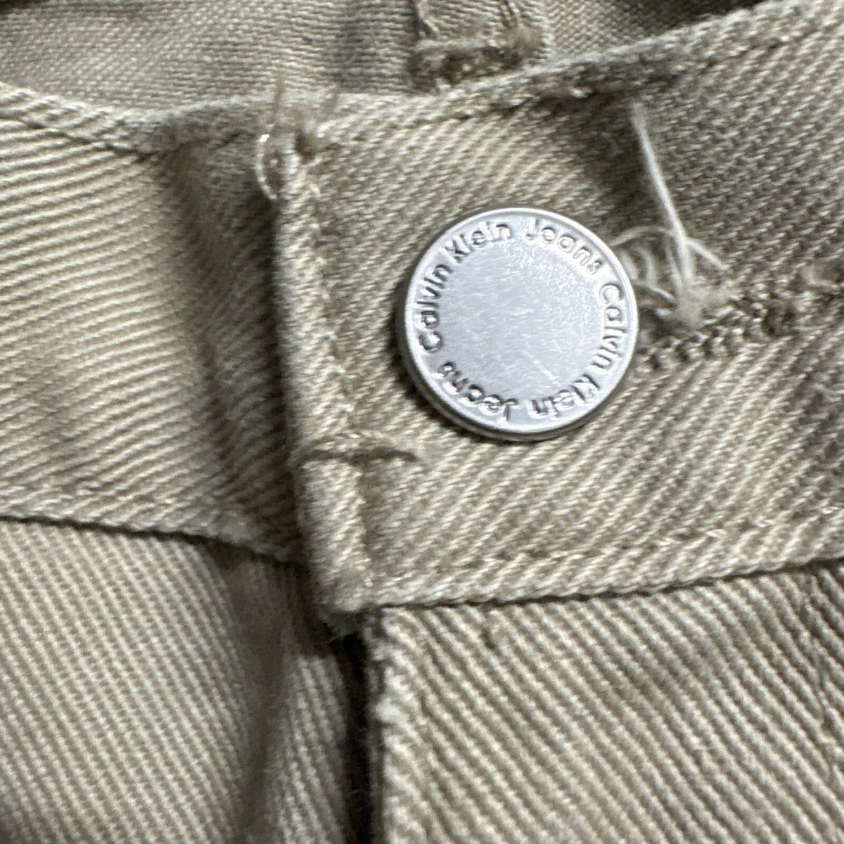 Calvin Klein Jeans Mens 33x32 Easy Fit Khaki Tan Denim Pants Cotton Vintage