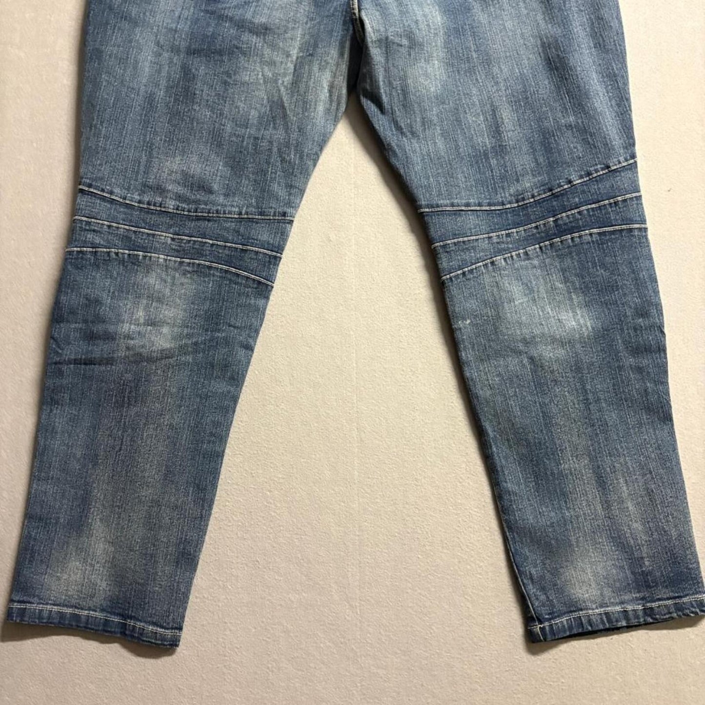 Refinery Republic Moto Jeans Mens 46 Blue Distressed Biker Slim Leg Denim