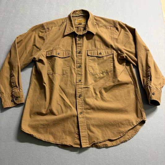 Outdoor Life Shirt Mens XL Brown Cotton Canvas Heavyweight Workwear Button Up