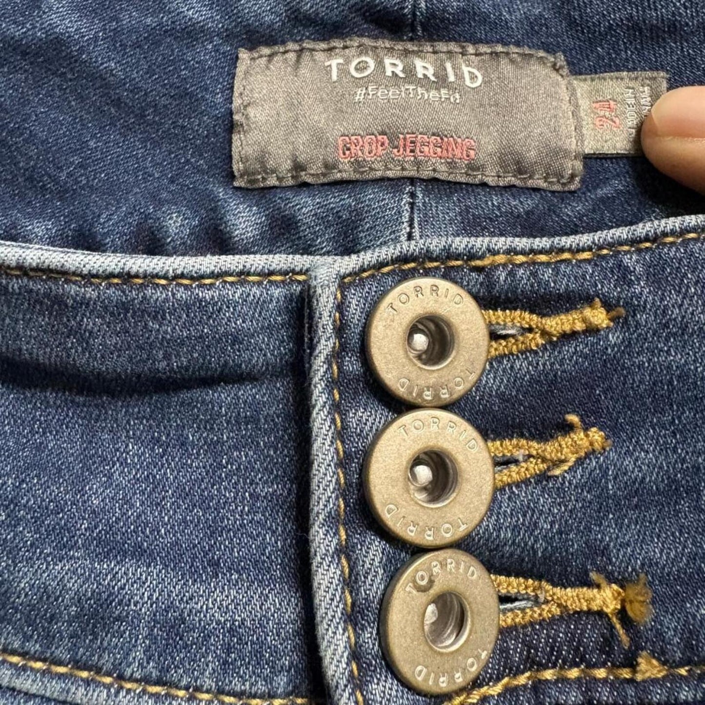 Torrid Crop Jegging Jeans Womens Plus Size 24 Blue Stretch Denim 3-Button Fly