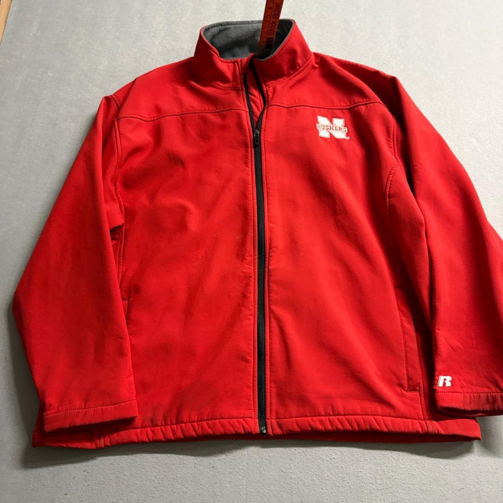 Nebraska Cornhuskers Russell Athletic Softshell Jacket Mens 2XL Red Fleece Lined