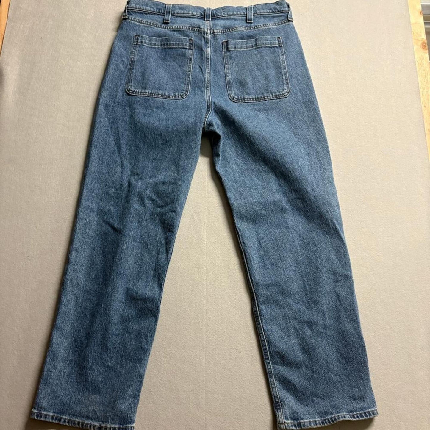 Hollister Baggy Jeans Mens 36x32 Blue Denim Relaxed Wide Leg Carpenter Pockets
