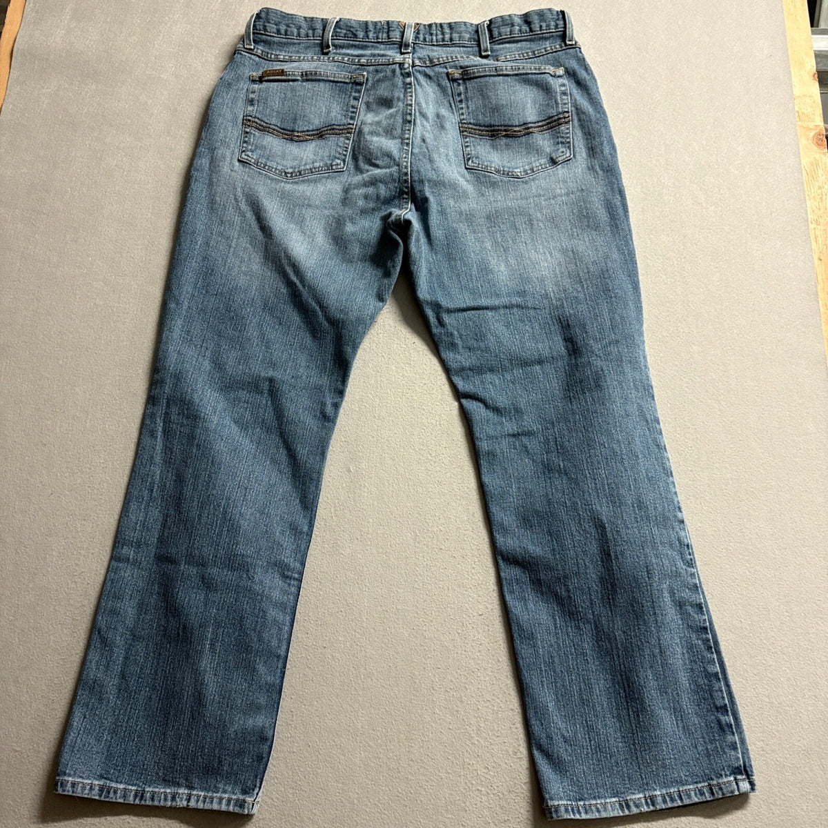 Ariat M4 Low Rise Boot Cut Jeans Mens 40x32 Blue Stretch Denim Western Work