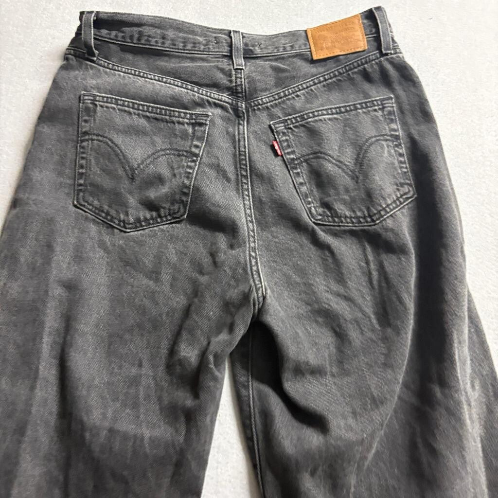 Levis Premium High Loose Taper Jeans Womens 29 Gray Black Denim High Rise