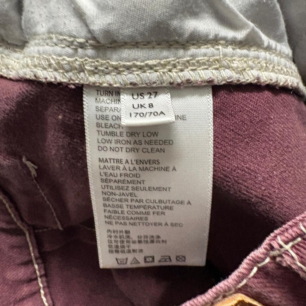 BDG Urban Outfitters Cargo Jogger Pants Womens 27 Burgundy Maroon Contrast