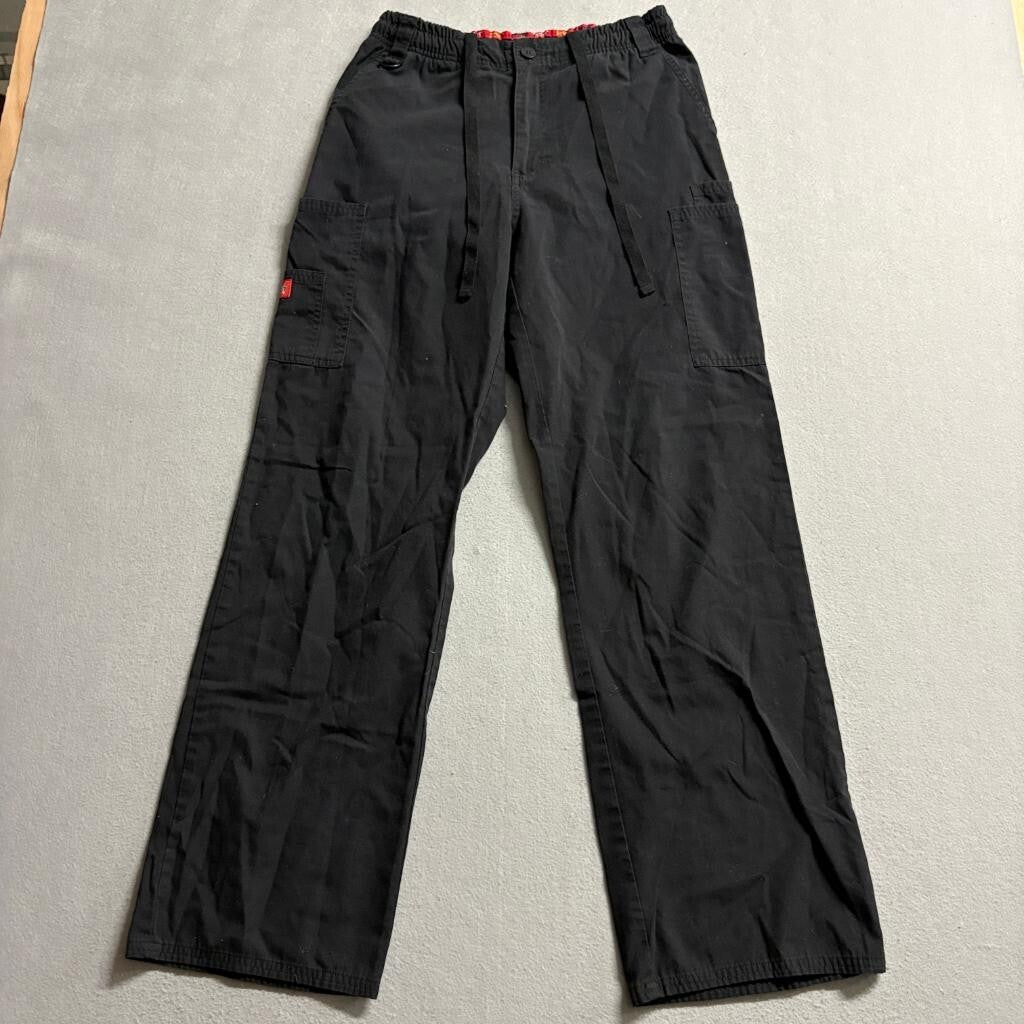 Dickies Scrub Pants Womens Small Black Cargo Drawstring Elastic Waist Medical