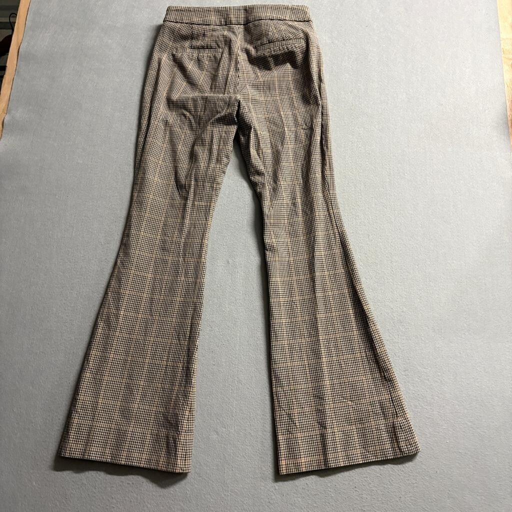 Banana Republic Houndstooth Flare Pants Womens Size 4 Brown Plaid Stretch