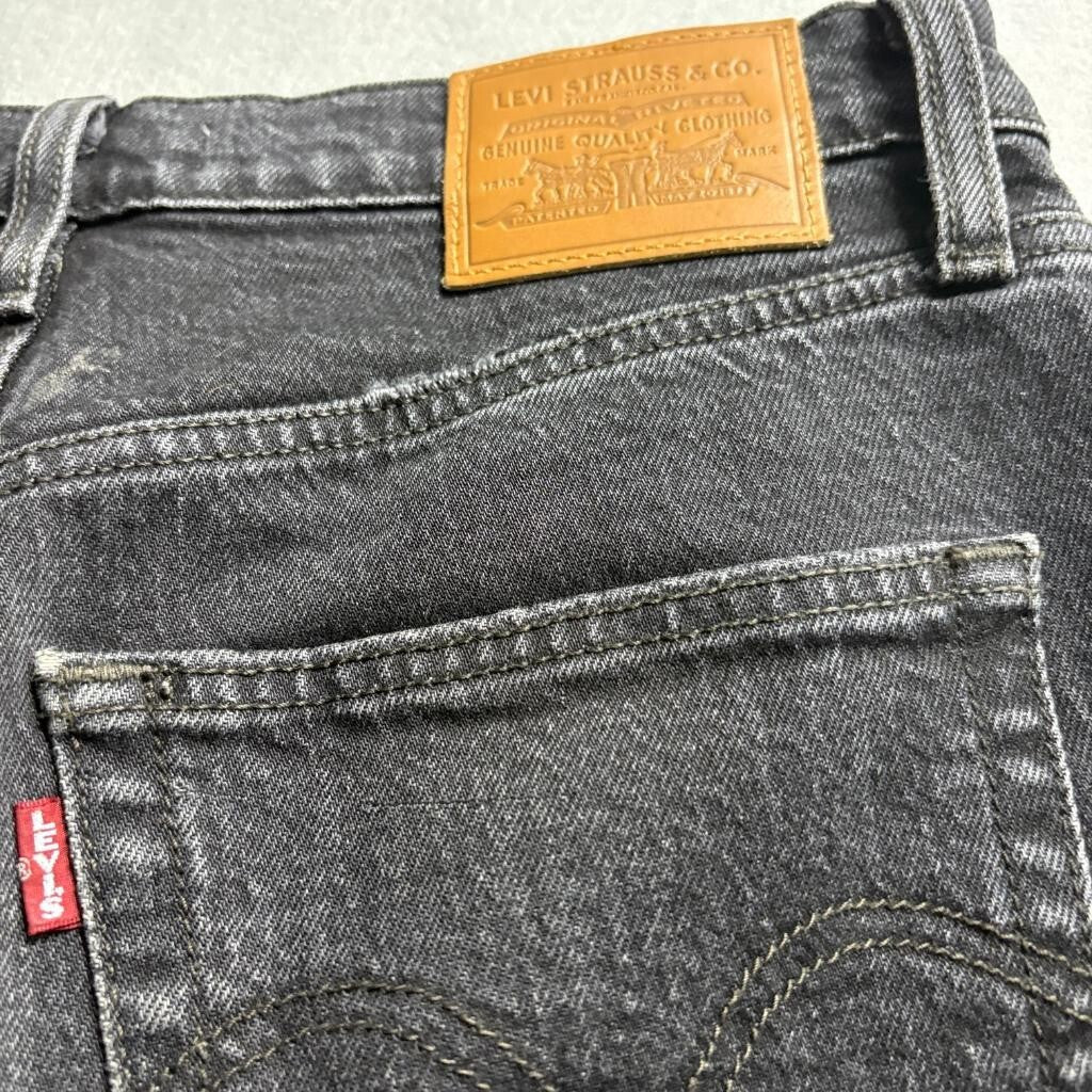 Levi's Premium Ribcage Straight Ankle Jeans Womens 28 Black Denim High Rise