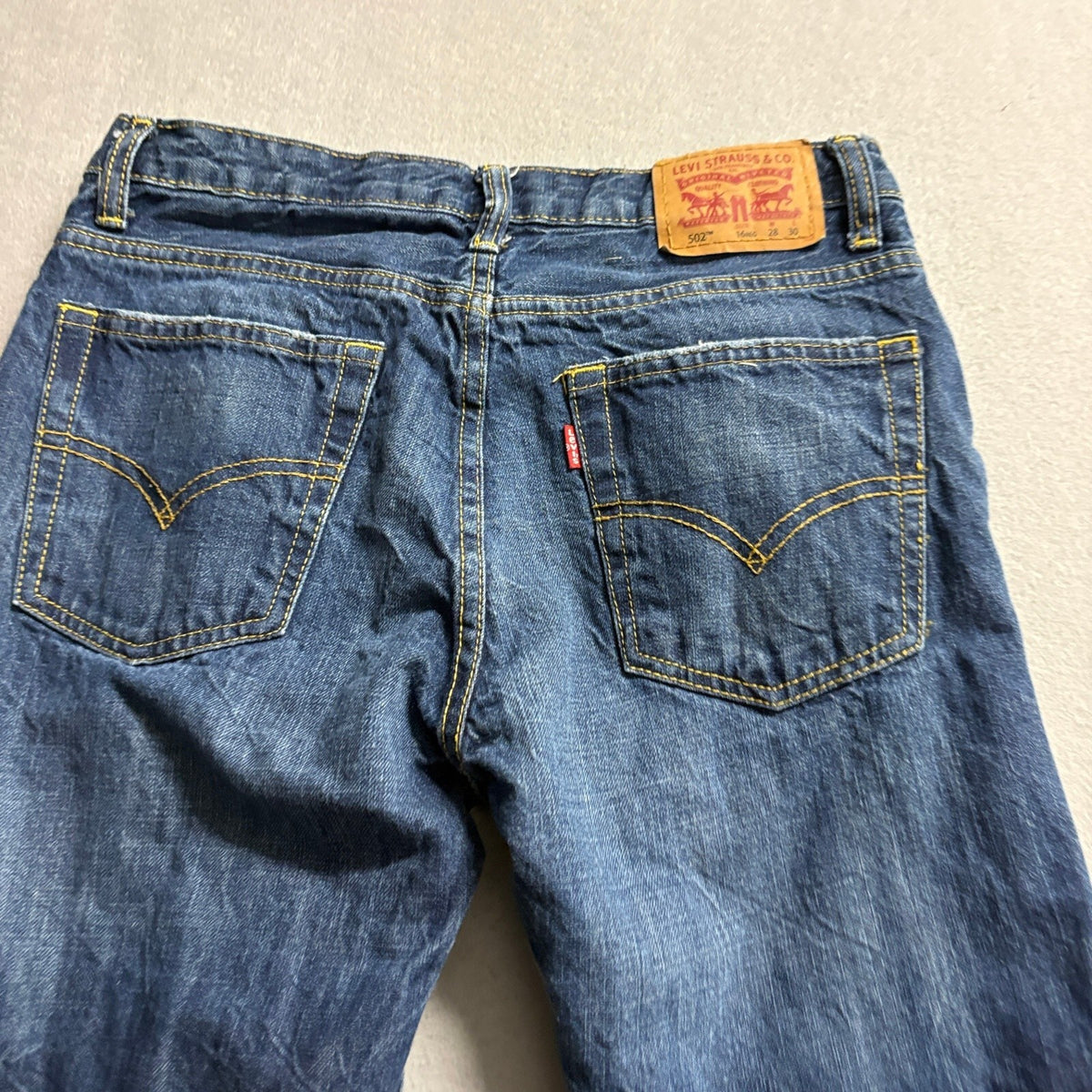 Levis 502 Regular Taper Jeans Womens 16Reg W28 L30 Distressed Blue Denim