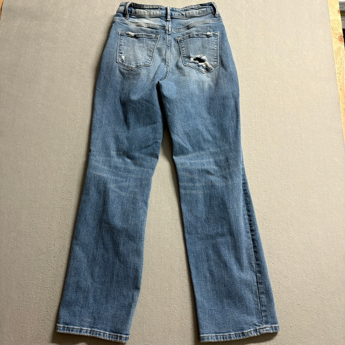 Flying Monkey Womens Size 27 Distressed Straight Leg High Rise Blue Jeans F4508