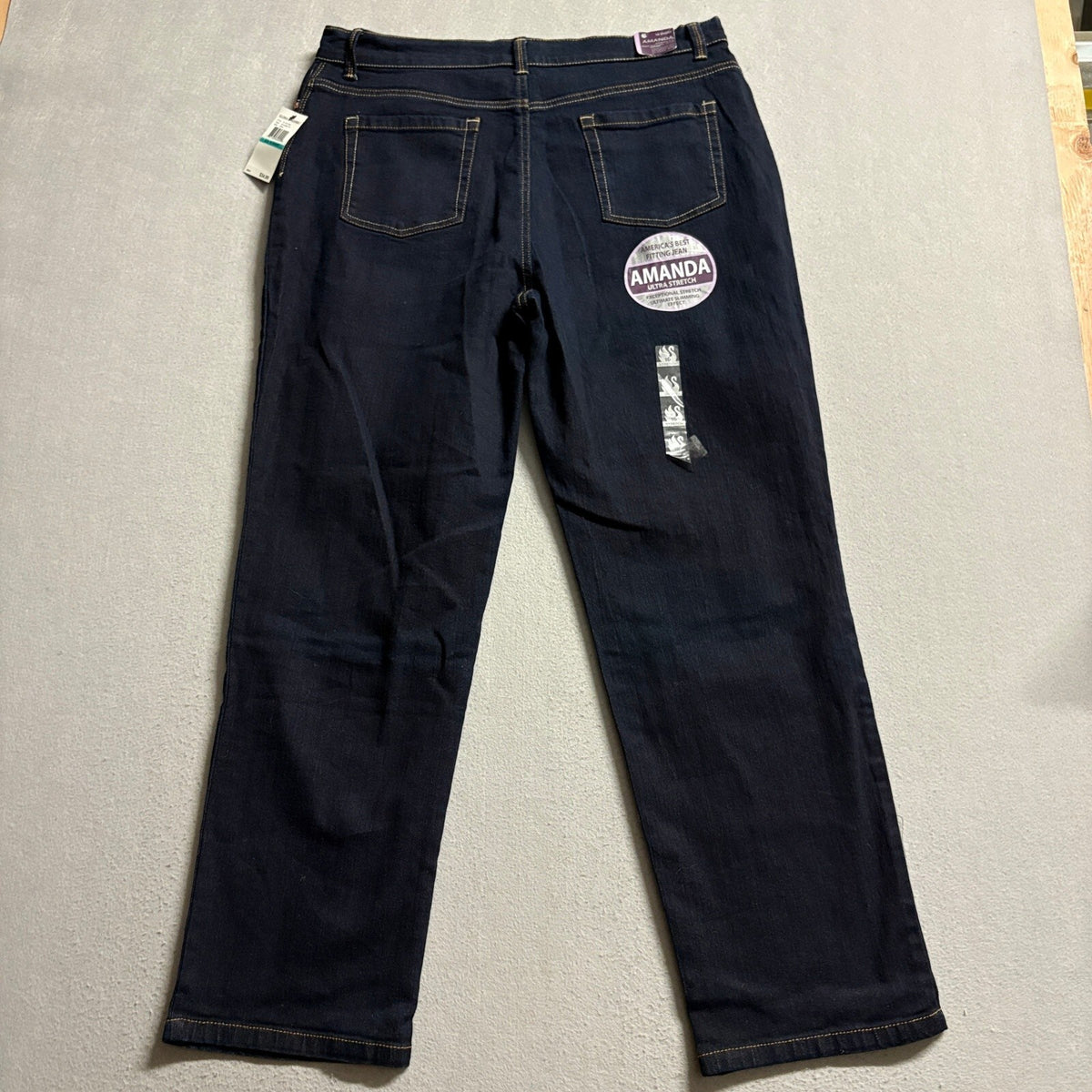Gloria Vanderbilt Amanda Jeans Womens 16 Short New Rinse Blue Stretch Tapered