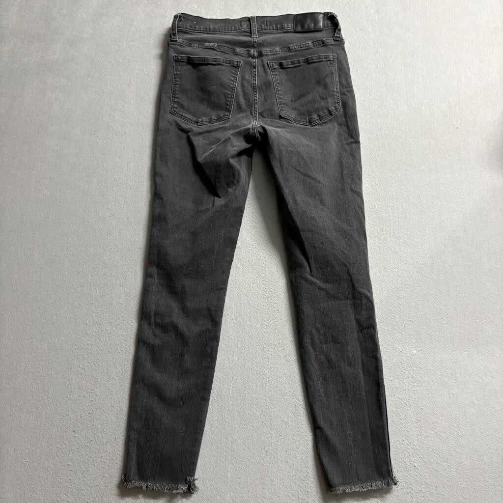 Madewell 10 High Rise Skinny Jeans Womens 28 Gray Button Fly Raw Hem Stretch