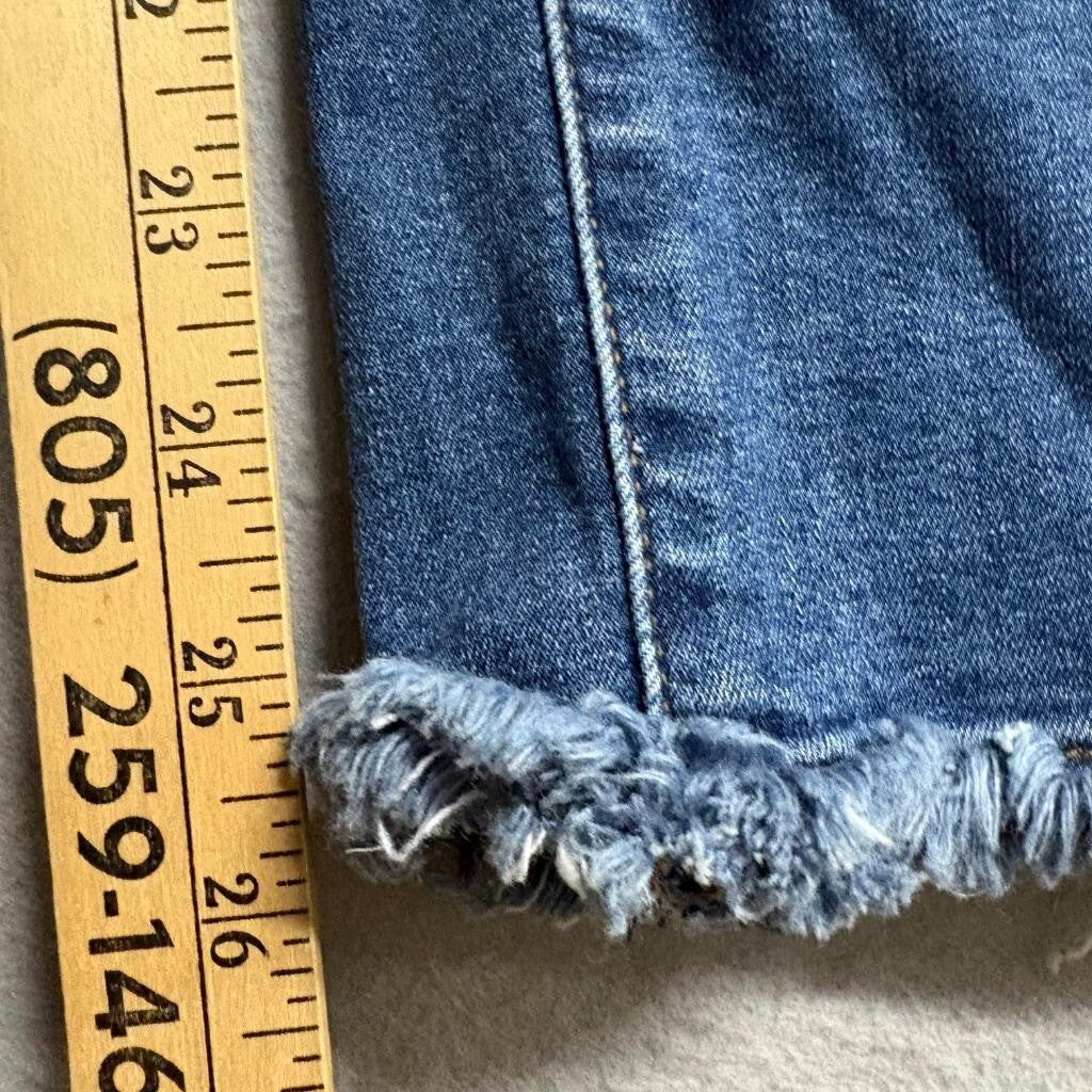 Democracy Ab Technology Crop Jeans Womens Size 8 Blue Denim Fringed Hem