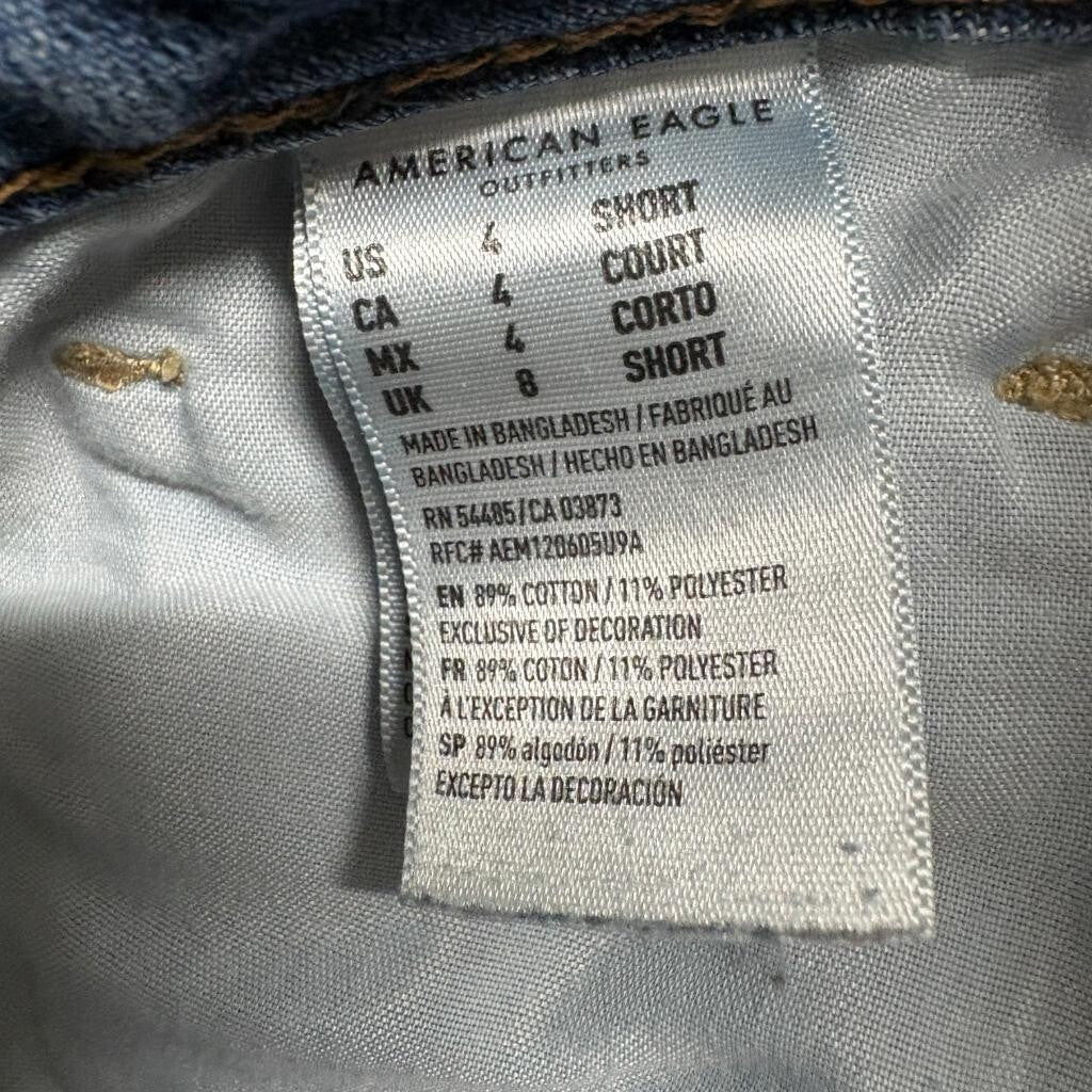 American Eagle Jeans Womens 4 Short Blue Denim Straight Leg Mid Rise Stretch
