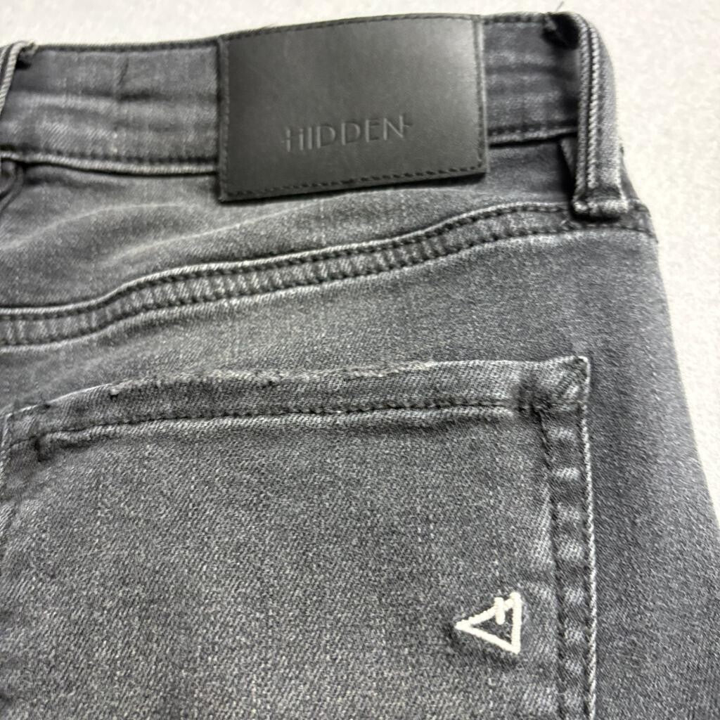 Hidden Jeans Womens 27 Black Distressed Knee Skinny High Rise Raw Hem Stretch
