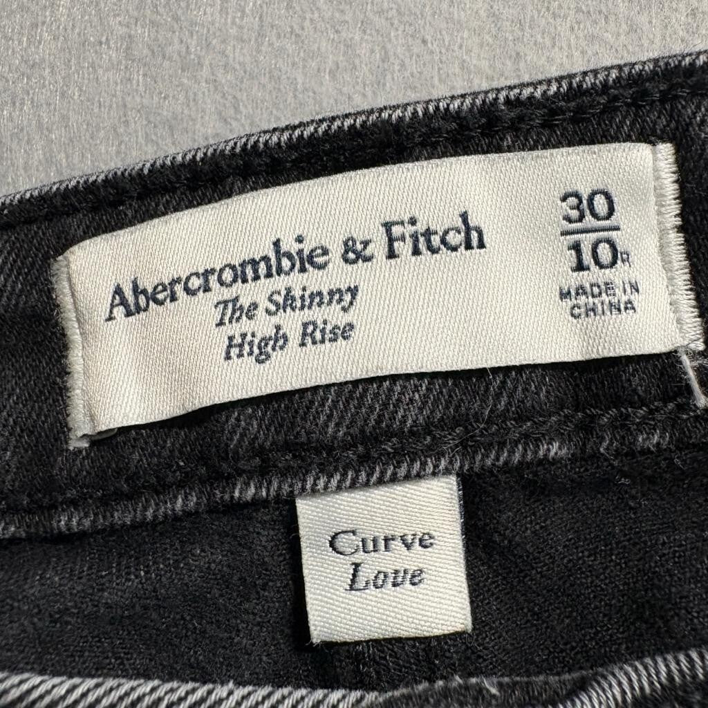 Abercrombie & Fitch Curve Love Skinny High Rise Jeans Womens 30/10R Black Raw