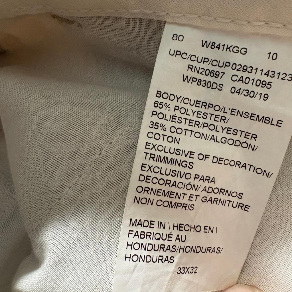 Dickies Slim Taper Chino Pants Mens 33x32 Khaki Beige Workwear WP830DS