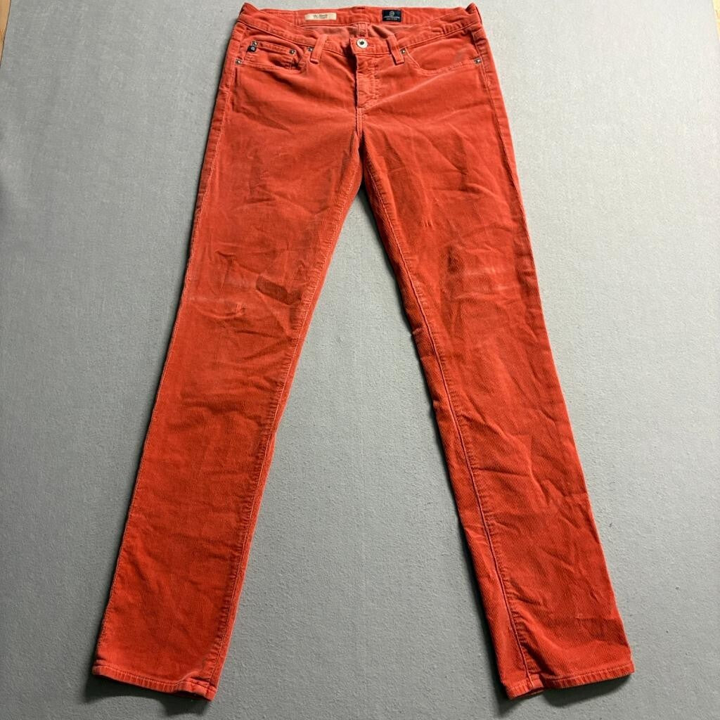 AG Adriano Goldschmied The Stevie Corduroy Pants Womens 29R Orange Slim Straight