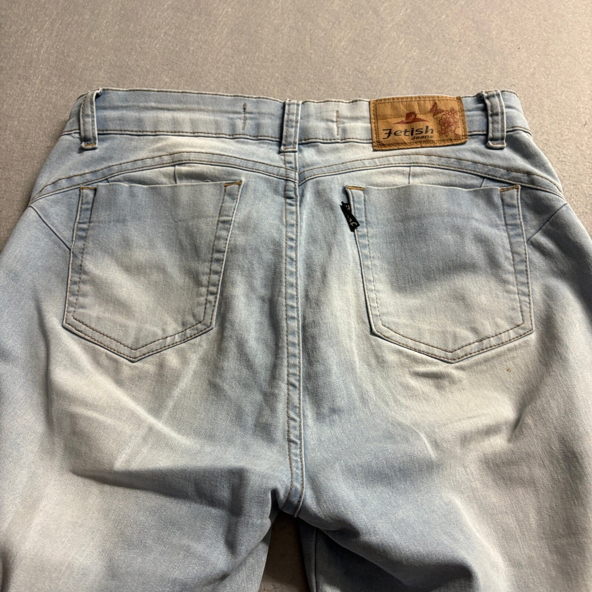 Fetish Jeans Womens Size 42 Light Wash Skinny Raw Frayed Hem Stretch Denim