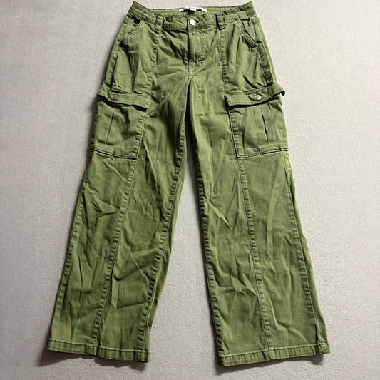Celebrity Pink Womens Cargo Pants Size 9/29 Olive Green Wide Leg Stretch Utility