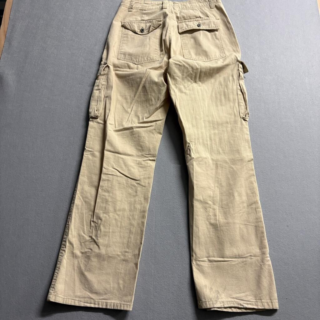 Bershka Cargo Pants Womens Size 6 Beige Medium Rise Straight Leg Utility Y2K