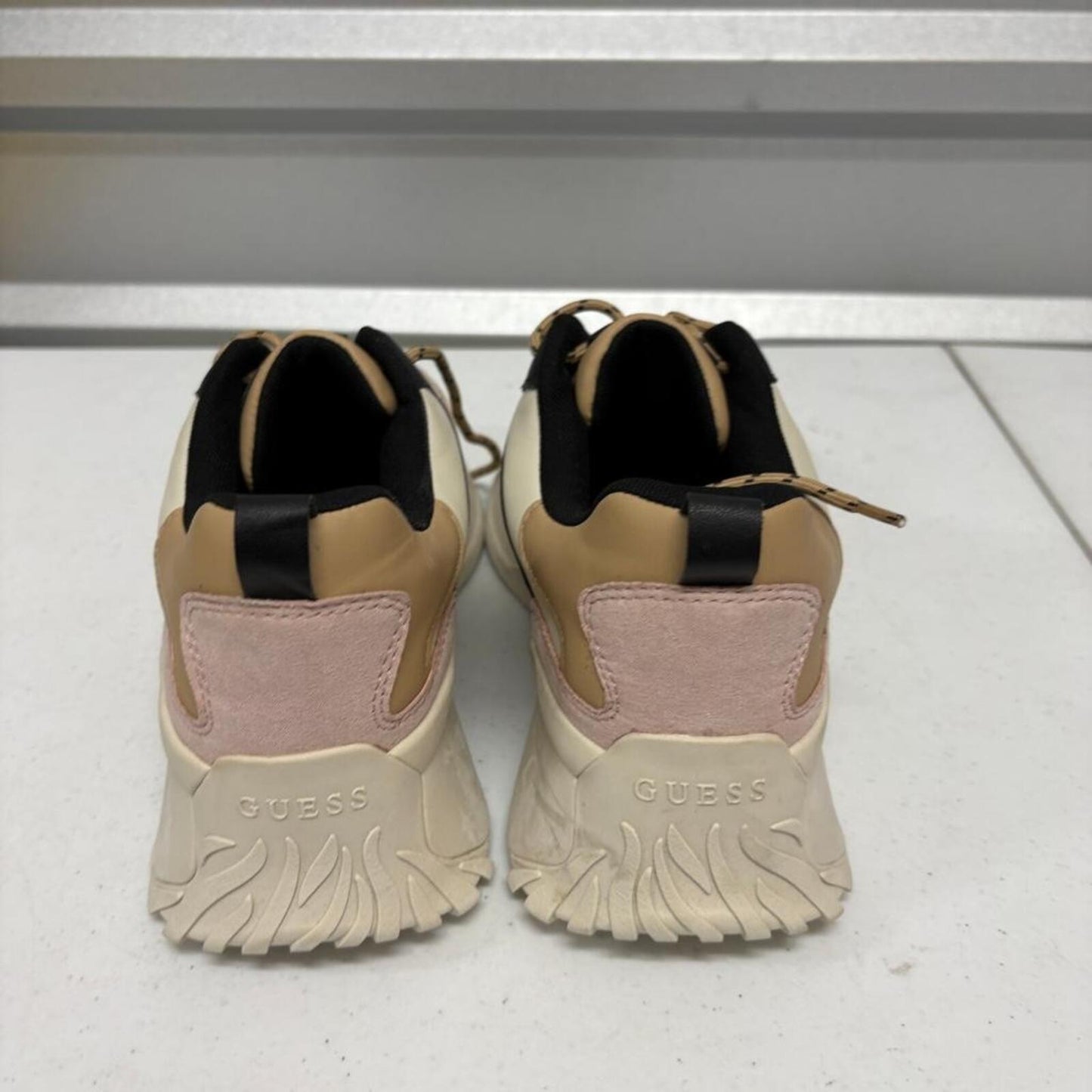 Guess WGOUST-R Womens Platform Sneakers Size 10M Beige Pink Chunky Dad Shoes