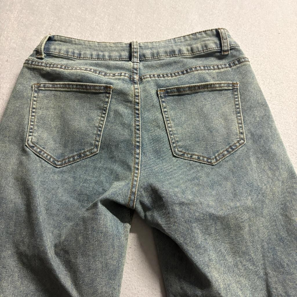 Dazy Flare Jeans Womens Small Blue Denim Stretch Wide Leg Bell Bottom High Rise