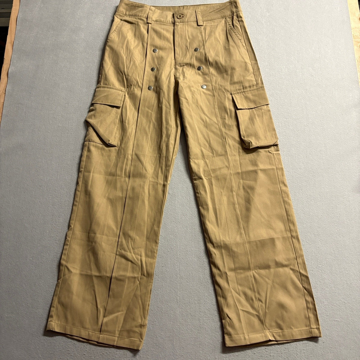 Manfinity Cargo Pants Mens Medium Brown Tan Sailor Button Front Utility Pockets