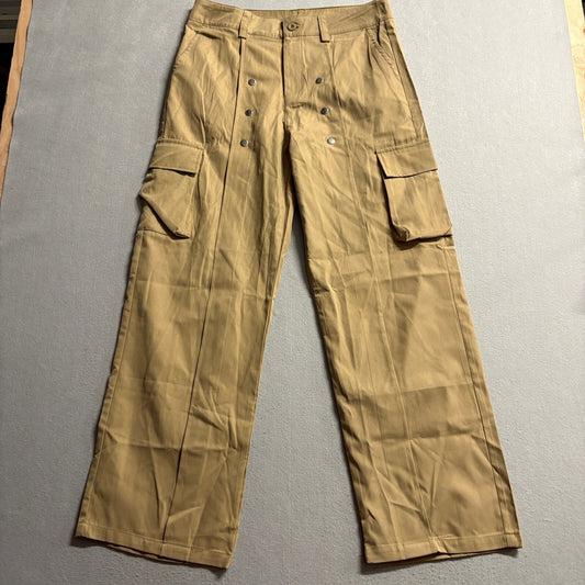 Manfinity Cargo Pants Mens Medium Brown Tan Sailor Button Front Utility Pockets