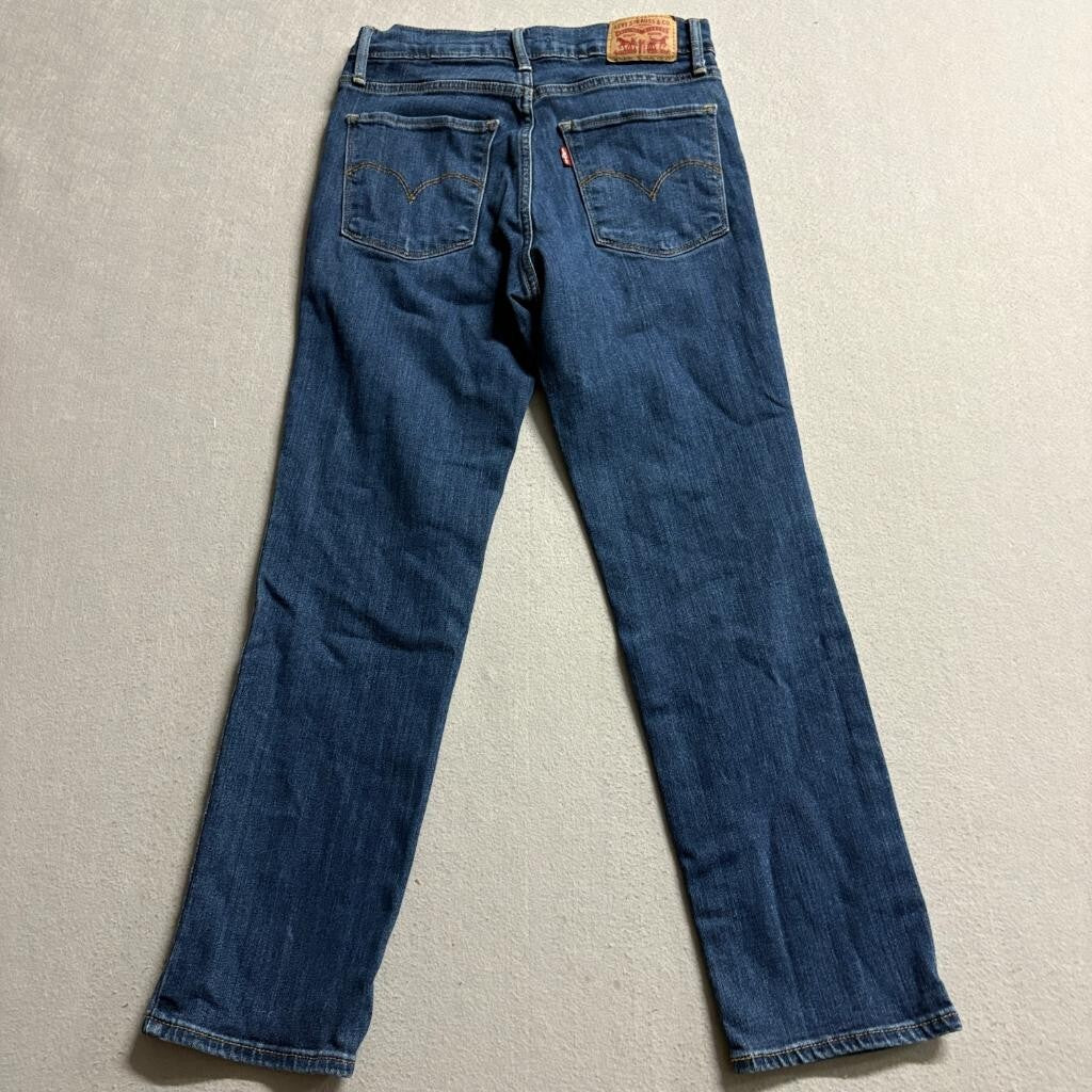 Levis 724 High Rise Straight Crop Jeans Womens Size 26 Blue Denim Stretch