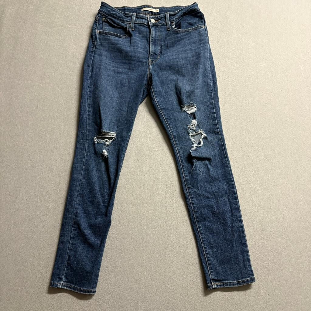 Levi's 721 High Rise Skinny Jeans Womens Size 30 Distressed Blue Denim W30 L28