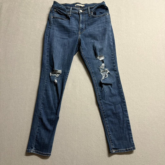 Levi's 721 High Rise Skinny Jeans Womens Size 30 Distressed Blue Denim W30 L28