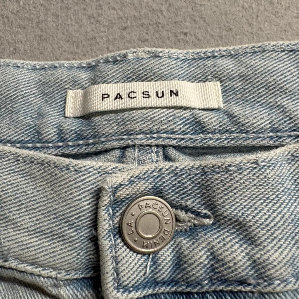 PacSun Cargo Jeans Womens 24 Light Wash Blue Cotton High Rise Wide Leg Utility